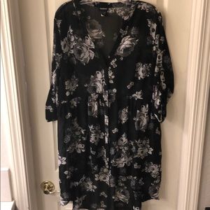 Grey Floral Print Tunic | Torrid